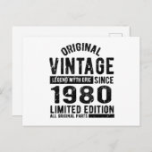Carte Postale Anniversaire de naissance vintage 1980 (Devant / Derrière)