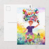 Carte Postale Anniversaire de Pickleball avec des fleurs et un a (Devant / Derrière)