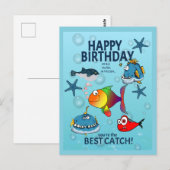 Carte Postale Anniversaire de Poisson Drôle (Devant / Derrière)