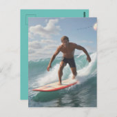 Carte Postale Anniversaire de Surfeur (Devant / Derrière)