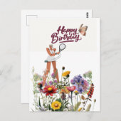 Carte Postale Anniversaire de tennis pour joueuse (Devant / Derrière)