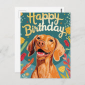 Carte Postale Anniversaire de Vizsla (Devant / Derrière)