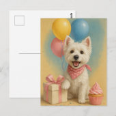 Carte Postale Anniversaire de Westie (Devant / Derrière)