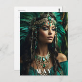 Carte Postale *~ ANNIVERSAIRE Déesse NAISSANCE Émeraude Bohème A (Devant / Derrière)