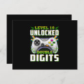 Carte Postale Anniversaire des 10 ans pour les garçons à double  (Devant / Derrière)