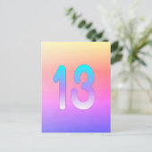 Carte Postale Anniversaire des 13 ans dégradé bleu rose violet (Debout devant)