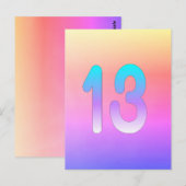 Carte Postale Anniversaire des 13 ans dégradé bleu rose violet (Devant / Derrière)