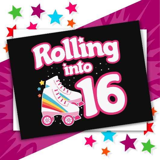 Carte Postale Anniversaire des 16 ans patin à roulettes 16 ans p