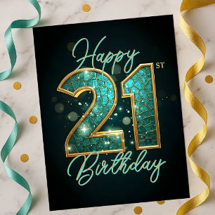 Carte Postale Anniversaire des 21 ans étincelant glamour sarcell
