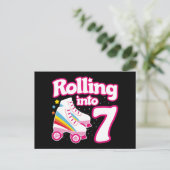 Carte Postale Anniversaire des 7 ans de roller Patin à roulettes (Debout devant)