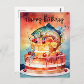 Carte Postale Anniversaire des amateurs de pêche (Devant / Derrière)