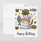Carte Postale Anniversaire des amateurs de pêche (Devant / Derrière)