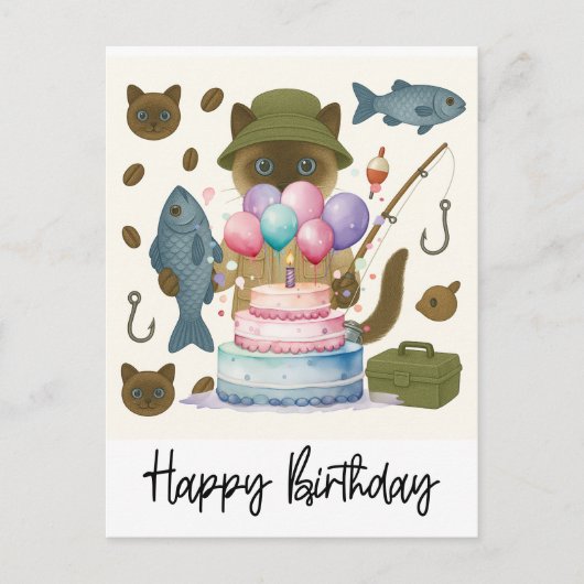 Carte Postale Anniversaire des amateurs de pêche (Devant)