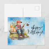 Carte Postale Anniversaire des amateurs de pêche (Devant / Derrière)
