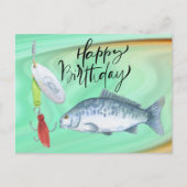 Carte Postale Anniversaire des amoureux de la pêche à l'aquarell (Devant)
