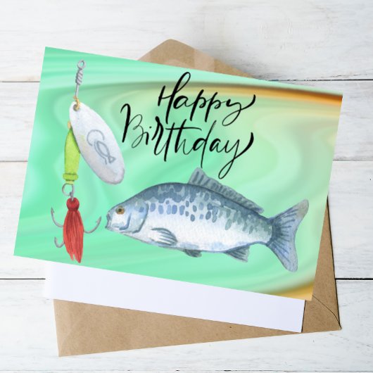 Carte Postale Anniversaire des amoureux de la pêche à l'aquarell