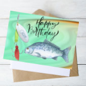 Carte Postale Anniversaire des amoureux de la pêche avec aquarel