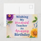 Carte Postale Anniversaire des Enseignants (Devant / Derrière)