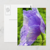 Carte Postale Anniversaire des fleurs violettes (Devant / Derrière)