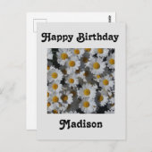 Carte Postale Anniversaire des marguerites blanches (Devant / Derrière)