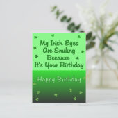 Carte Postale Anniversaire des Yeux Irlandais (Debout devant)