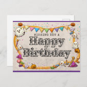 Carte Postale Anniversaire d'Halloween (Devant / Derrière)