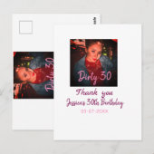 Carte Postale Anniversaire Dirty 30 ajouter nom rose ajouter pho (Devant / Derrière)