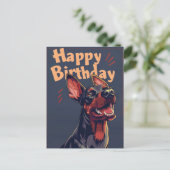 Carte Postale Anniversaire Doberman (Debout devant)