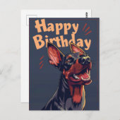 Carte Postale Anniversaire Doberman (Devant / Derrière)