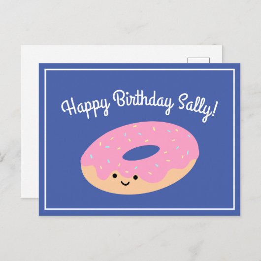 Carte Postale Anniversaire Donut Rose (Devant / Derrière)
