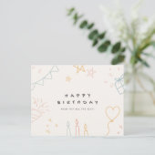 Carte Postale Anniversaire Doodle Minimaliste (Debout devant)