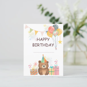 Carte Postale Anniversaire d'ours