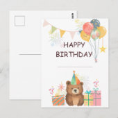Carte Postale Anniversaire d'ours (Devant / Derrière)