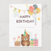 Carte Postale Anniversaire d'ours (Devant)