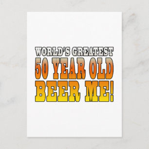 Carte Postale Anniversaire drôle 50ème : Mondes plus grands 50 a