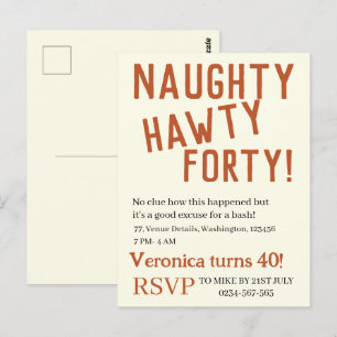 Carte Postale Anniversaire drôle de quarante ans naughty hawty p