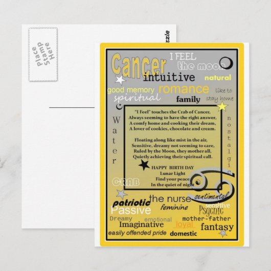 CARTE POSTALE ANNIVERSAIRE DU CANCER (Devant / Derrière)