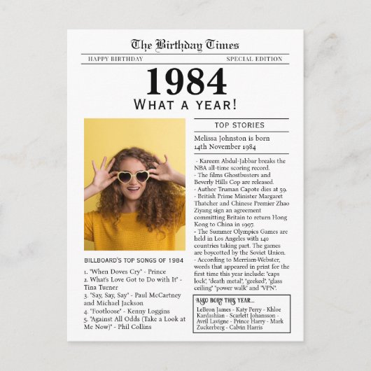 Carte postale anniversaire du journal 1984 (Devant)