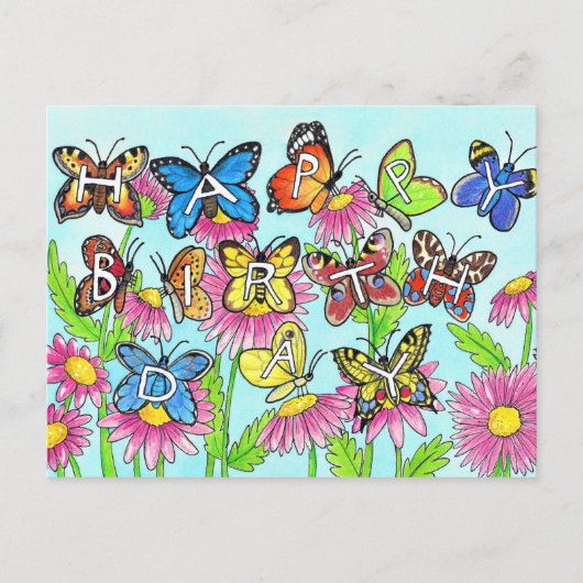 Carte Postale Anniversaire du papillon (Devant)