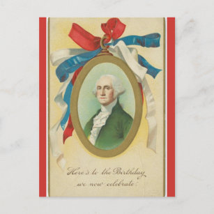 Carte Postale Anniversaire du patriotique vintage George Washing