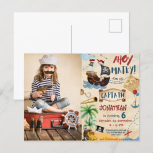 Carte Postale Anniversaire du pirate Ahoy Pirate Boy Party