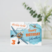 Carte Postale Anniversaire d'un garçon pilote de chasse (Debout devant)