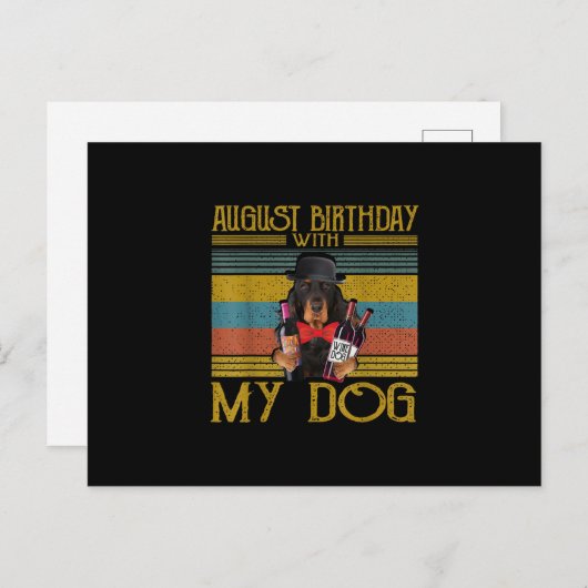 Carte Postale Anniversaire en août avec mon chien Gordon Setter (Devant / Derrière)