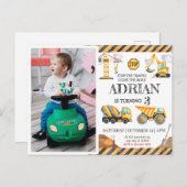 Carte Postale Anniversaire Enfants Construction Aquarelle Mignon (Devant / Derrière)