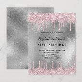 Carte Postale Anniversaire fête argent parties scintillant goutt (Devant / Derrière)