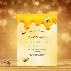 Carte Postale Anniversaire fête bumble abeilles nid d'abeille in