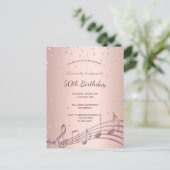 Carte Postale Anniversaire fête rose or diamants musique invitat (Debout devant)