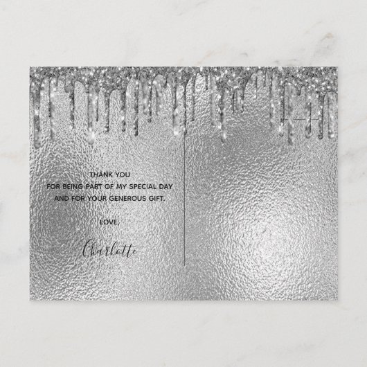 Carte Postale Anniversaire feuille d'argent parties scintillant (Dos)