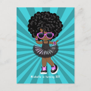 Carte Postale Anniversaire fille tutu Cool Hip Hop Rap