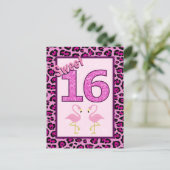 Carte Postale Anniversaire Flamant Rose Seize Ans (Debout devant)